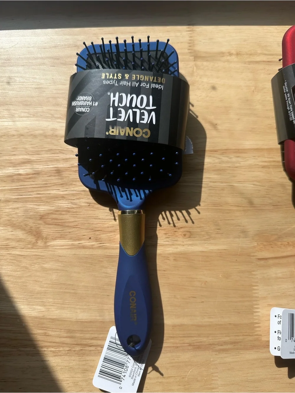 Conair Velvet Touch Paddle Brush - Blue & Gold